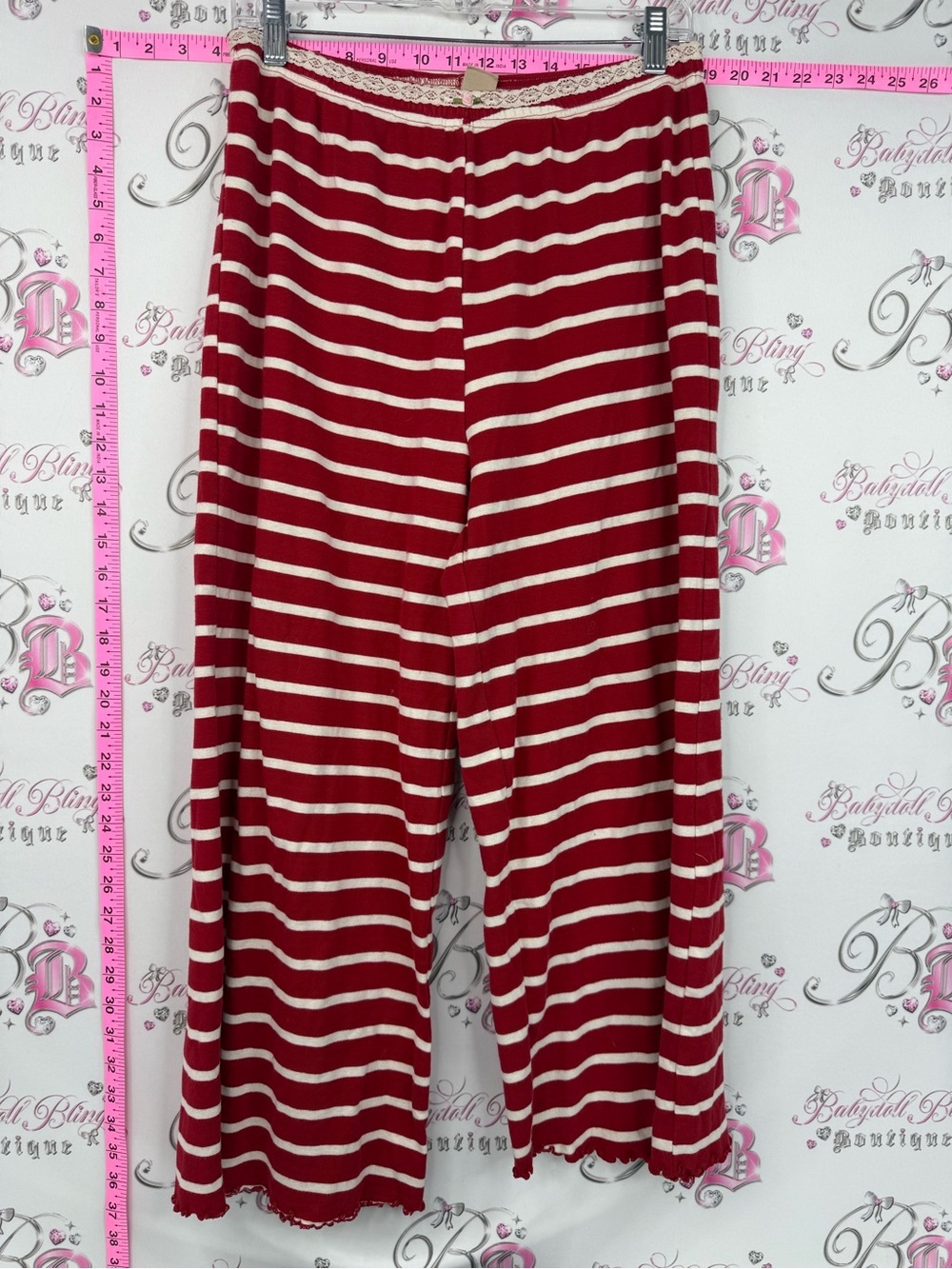 Messy bun just chilling pants Striped Red & Cream Women’s Lounge Pajama Pants
